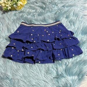 Boden Royal Blue Ruffled Skirt with Gold Dots Tiered Sz 4-5Y